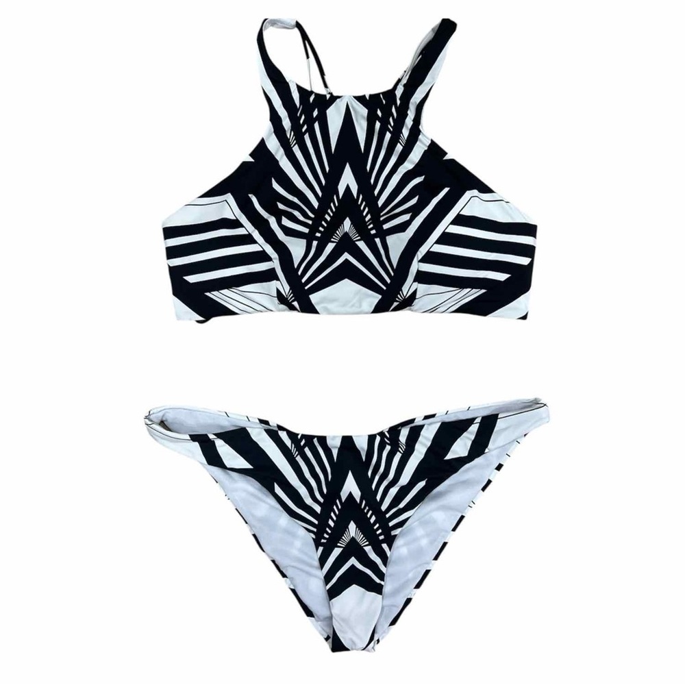Bar Ill Prism Geometric Prism High Neck Strappy Cheeky Bikini Swimsuit